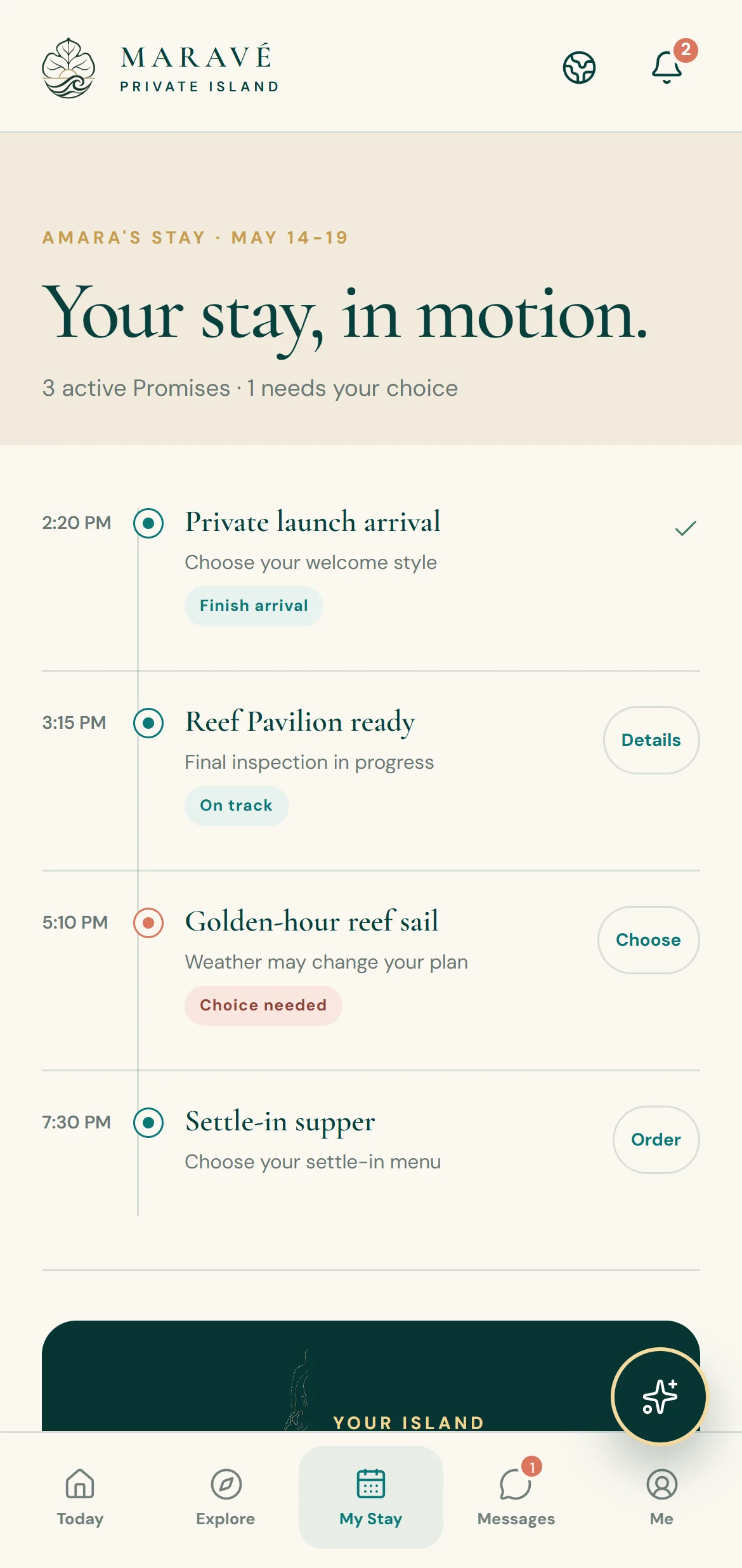 Kept guest phone — your stay, in motion
